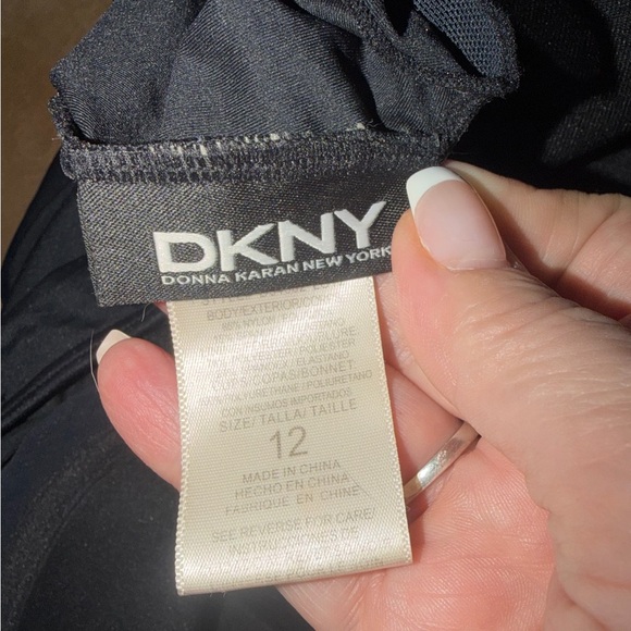 DKNY Black Halter One-Piece Tummy Control Swim Dress - Size 12 - Picture 5 of 5